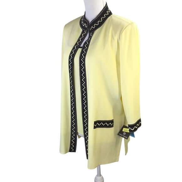 Ming Wang Cardigan Sweater Twin Set NWT Two Piece XL Knit Shell Yellow Black - Picture 4 of 14